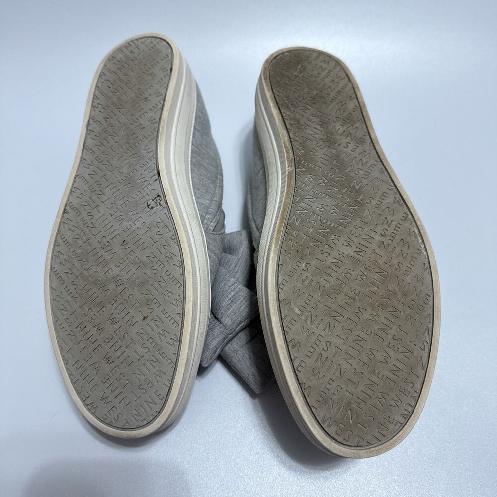 Nine West Womens 8.5M Onosha Slip On Sneaker Bow Platform Gray - Picture 6 of 7